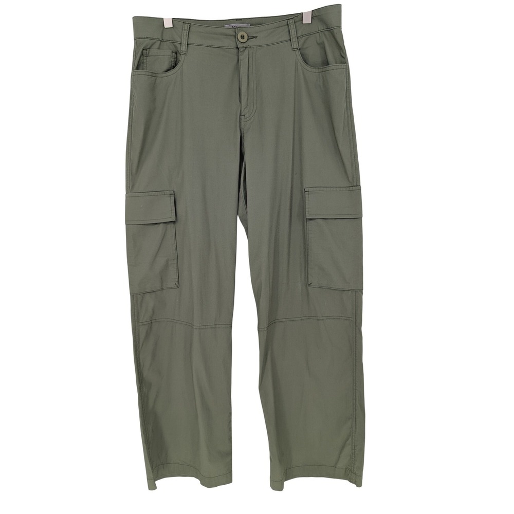 KUT from the Kloth Wide Leg Cargo Pants Womens 6 Olive Green Utility Earthy Chic